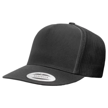 Yupoong 6006 Five-Panel Classic Trucker Cap  CHARCOAL/ BLACK