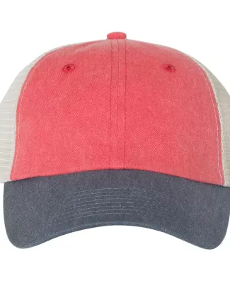Sportsman SP510 Pigment Dyed Trucker Cap Red/ Navy/ Stone