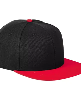 Big Accessories BA539 Flat Bill Sport Cap in Black/ red