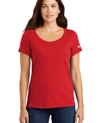 Nike BQ5234  Ladies Dri-FIT Cotton/Poly Scoop Neck University Red
