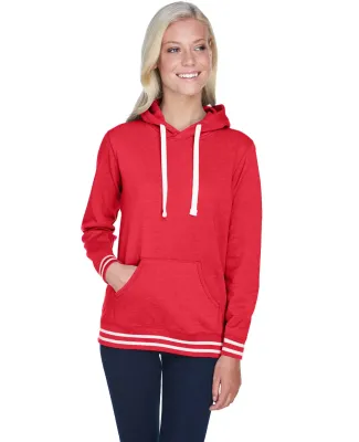 J America 8651 Relay Women's Hooded Pullover Sweat in Red