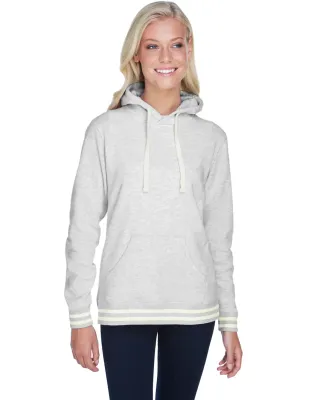 J America 8651 Relay Women's Hooded Pullover Sweat in Ash