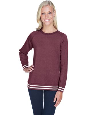J America 8652 Relay Women's Crewneck Sweatshirt in Maroon