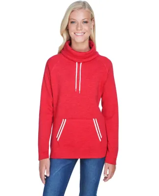 J America 8653 Relay Women's Cowlneck Sweatshirt in Red