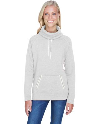 J America 8653 Relay Women's Cowlneck Sweatshirt in Ash