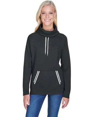 J America 8653 Relay Women's Cowlneck Sweatshirt in Black