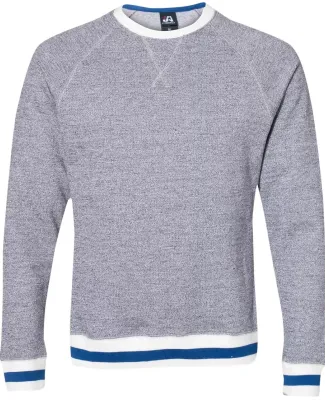 J America 8702 Peppered Fleece Crewneck Sweatshirt Pepper/ Royal