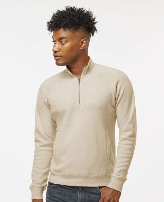 J America 8869 Triblend 1/4 Zip Pullover Sweatshir in Oatmeal triblend