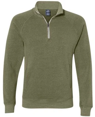 J America 8869 Triblend 1/4 Zip Pullover Sweatshir in Olive triblend