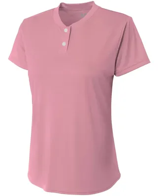 A4 Apparel NG3143 Girl's Tek 2-Button Henley Shirt PINK