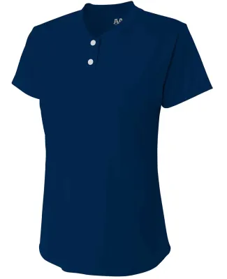 A4 Apparel NG3143 Girl's Tek 2-Button Henley Shirt NAVY