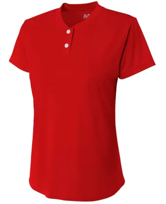 A4 Apparel NG3143 Girl's Tek 2-Button Henley Shirt SCARLET