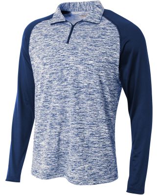 A4 Apparel N4249 Adult Space-Dye 1/4 Zip with Cont Navy