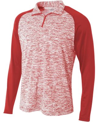 A4 Apparel N4249 Adult Space-Dye 1/4 Zip with Cont Scarlet