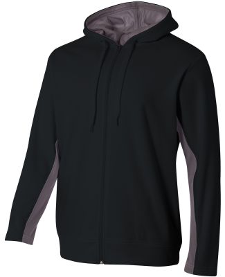 A4 Apparel N4251 Adult Tech Fleece Full Zip Hooded Black/Graphite