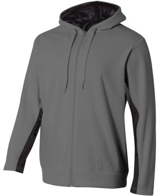 A4 Apparel N4251 Adult Tech Fleece Full Zip Hooded Graphite/Black