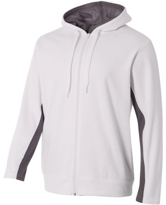 A4 Apparel N4251 Adult Tech Fleece Full Zip Hooded White/Graphite