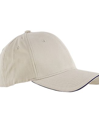 BX004 Big Accessories 6-Panel Twill Sandwich Baseb STONE/ NAVY