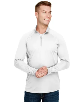 A4 Apparel N4268 Adult Daily Polyester 1/4 Zip WHITE