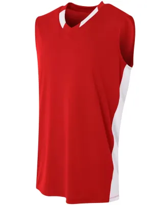 A4 Apparel NB2377 Youth Polyester Backcourt Basket Scarlet/White
