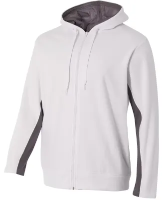A4 Apparel NB4251 Youth Tech Fleece Full-Zip Hoode White/Graphite