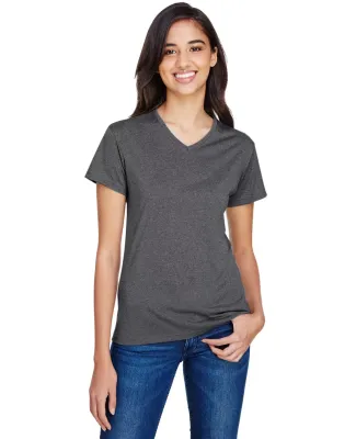 A4 Apparel NW3381 Ladies' Topflight Heather V-Neck CHARCOAL HEATHER