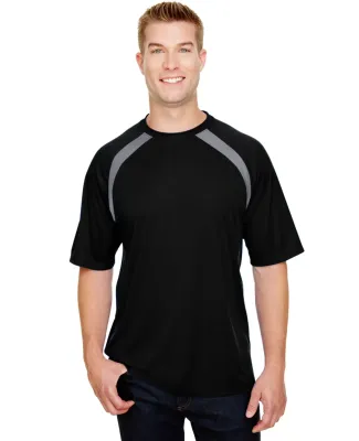A4 Apparel N3001 Men's Spartan Short Sleeve Color  BLACK/ GRAPHITE