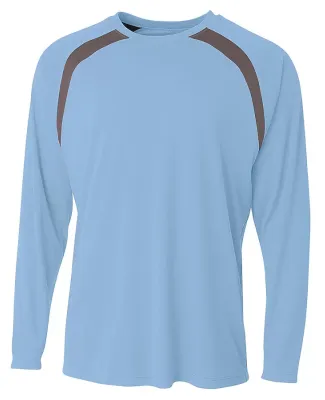 A4 Apparel N3003 Men's Spartan Long Sleeve Color B Ltblue/ Graphite