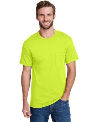Hanes W110 Workwear Short Sleeve Pocket T-Shirt in Safety green