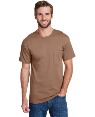 Hanes W110 Workwear Short Sleeve Pocket T-Shirt in Army brown