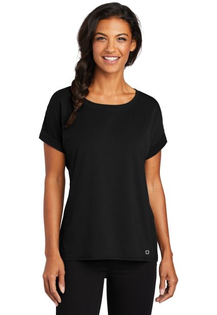 Ogio LOG800 OGIO  Ladies Luuma Cuffed Short Sleeve in Blacktop
