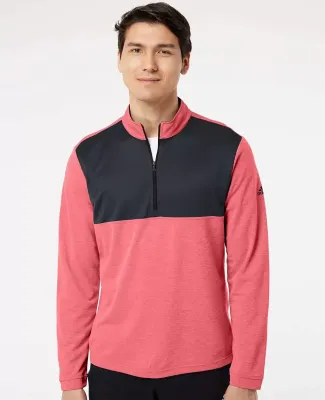 Adidas Golf Clothing A280 Lightweight UPF pullover Power Red Heather/ Carbon