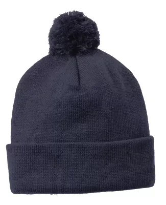 Sport Tek STC37 Sport-Tek  Solid Pom Pom Beanie True Navy