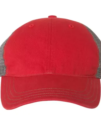 Richardson Hats 111 Garment-Washed Trucker Cap in Red/ charcoal