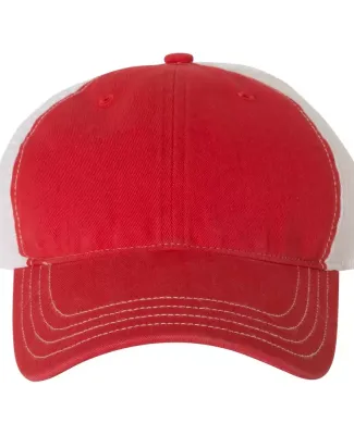 Richardson Hats 111 Garment-Washed Trucker Cap in Red/ white