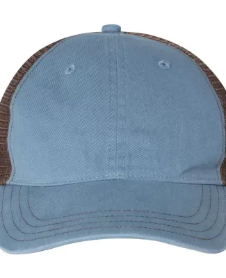 Richardson Hats 111 Garment-Washed Trucker Cap in Captain blue/ brown