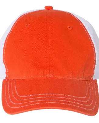 Richardson Hats 111 Garment-Washed Trucker Cap in Orange/ white