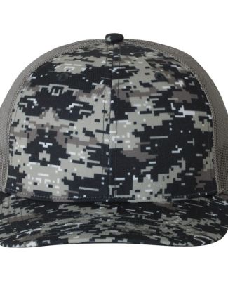 Richardson Hats 112P Patterned Snapback Trucker Ca in Navy digital camo/ charcoal