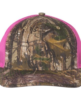 Richardson Hats 112P Patterned Snapback Trucker Ca in Realtree edge/ neon pink