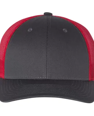 Richardson Hats 115 Low Pro Trucker Cap in Charcoal/ red