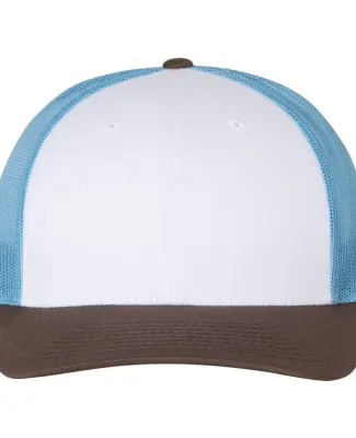 Richardson Hats 115 Low Pro Trucker Cap in White/ columbia blue/ brown