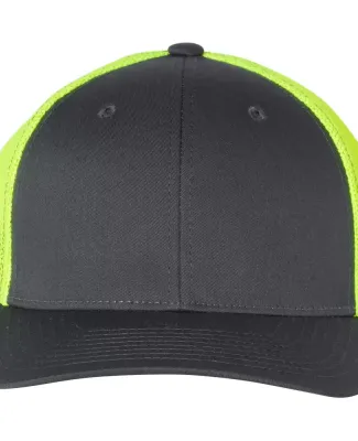 Richardson 110 Fitted Trucker Hat with R-Flex in Charcoal/ neon yellow