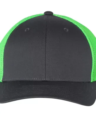 Richardson 110 Fitted Trucker Hat with R-Flex in Charcoal/ neon green