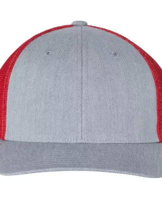 Richardson 110 Fitted Trucker Hat with R-Flex in Heather grey/ red