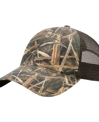 Richardson Hats 111P Washed Printed Trucker Cap in Shadow grass blades/ brown