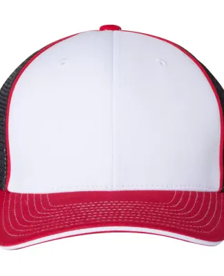 Richardson Hats 172 Fitted Pulse Sportmesh Cap wit White/ Black/ Red Tri