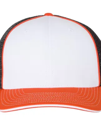Richardson Hats 172 Fitted Pulse Sportmesh Cap wit White/ Black/ Orange Tri