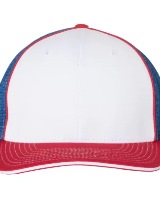 Richardson Hats 172 Fitted Pulse Sportmesh Cap wit White/ Royal/ Red Tri