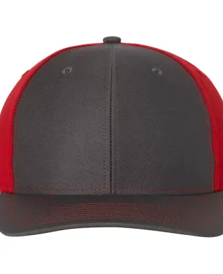 Richardson Hats 312 Twill Back Trucker Cap in Charcoal/ red