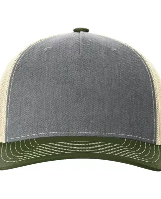 Richardson Hats 112FP Trucker Cap in Heather grey/ birch/ army olive